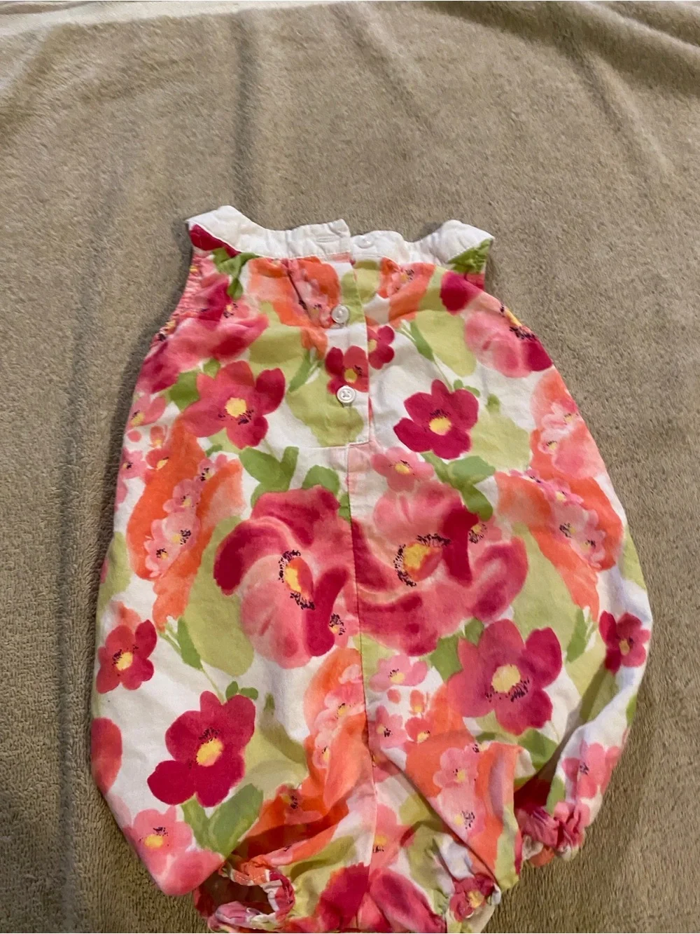 Gymboree Floral Bubble Romper in Coral, Pink & Green